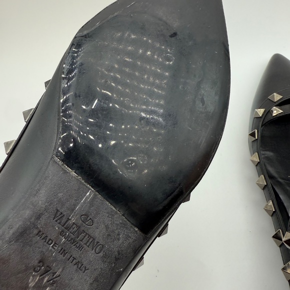 VALENTINO NOIR ROCKSTUD CAGED FLATS BLACK SIZE 37.5 CASALI SOLES AS NEW - Picture 6 of 8